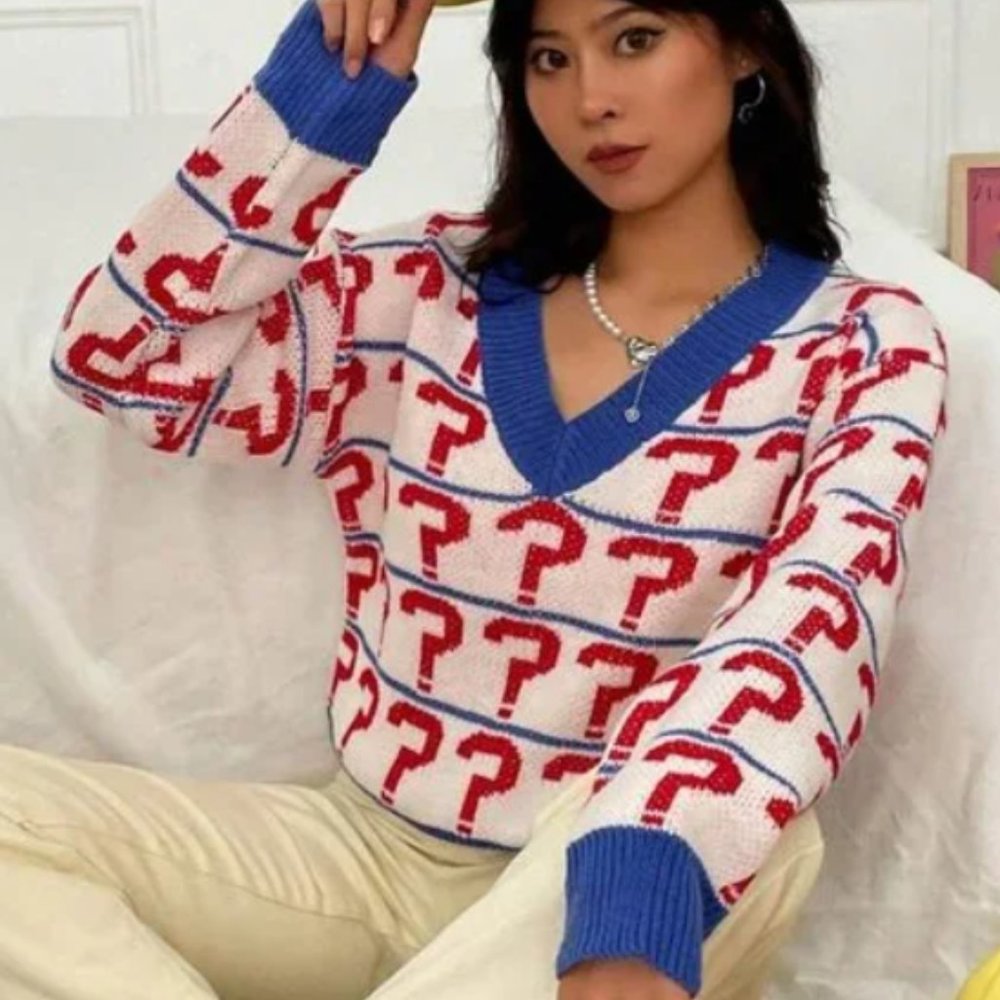 S105 Casual V-neck Sweater Size Lare (US 8-10) NEW NWOT